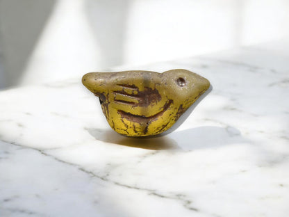 *6* 11x22mm Bronze Washed Yellow Topaz AB Crystal Bird Beads