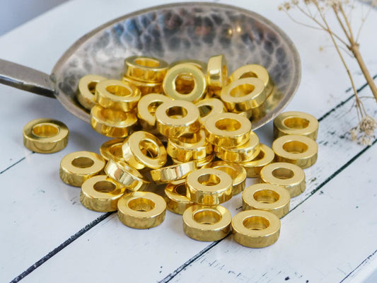 *100* 6x2mm Bright Gold Donut Spacer Beads