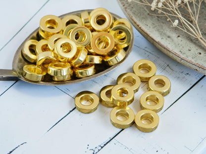 *100* 6x2mm Bright Gold Donut Spacer Beads