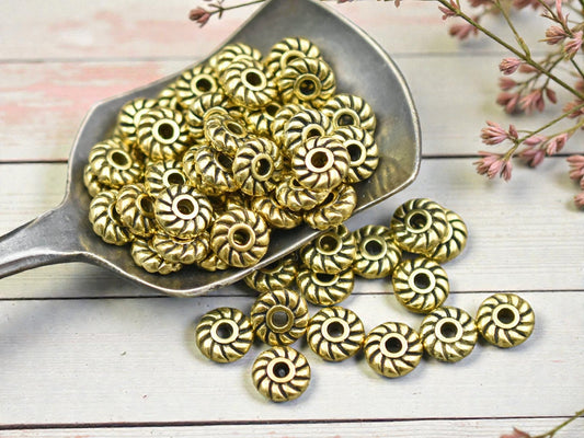 *200* 6mm Antique Gold Rope Heishi Spacer Beads