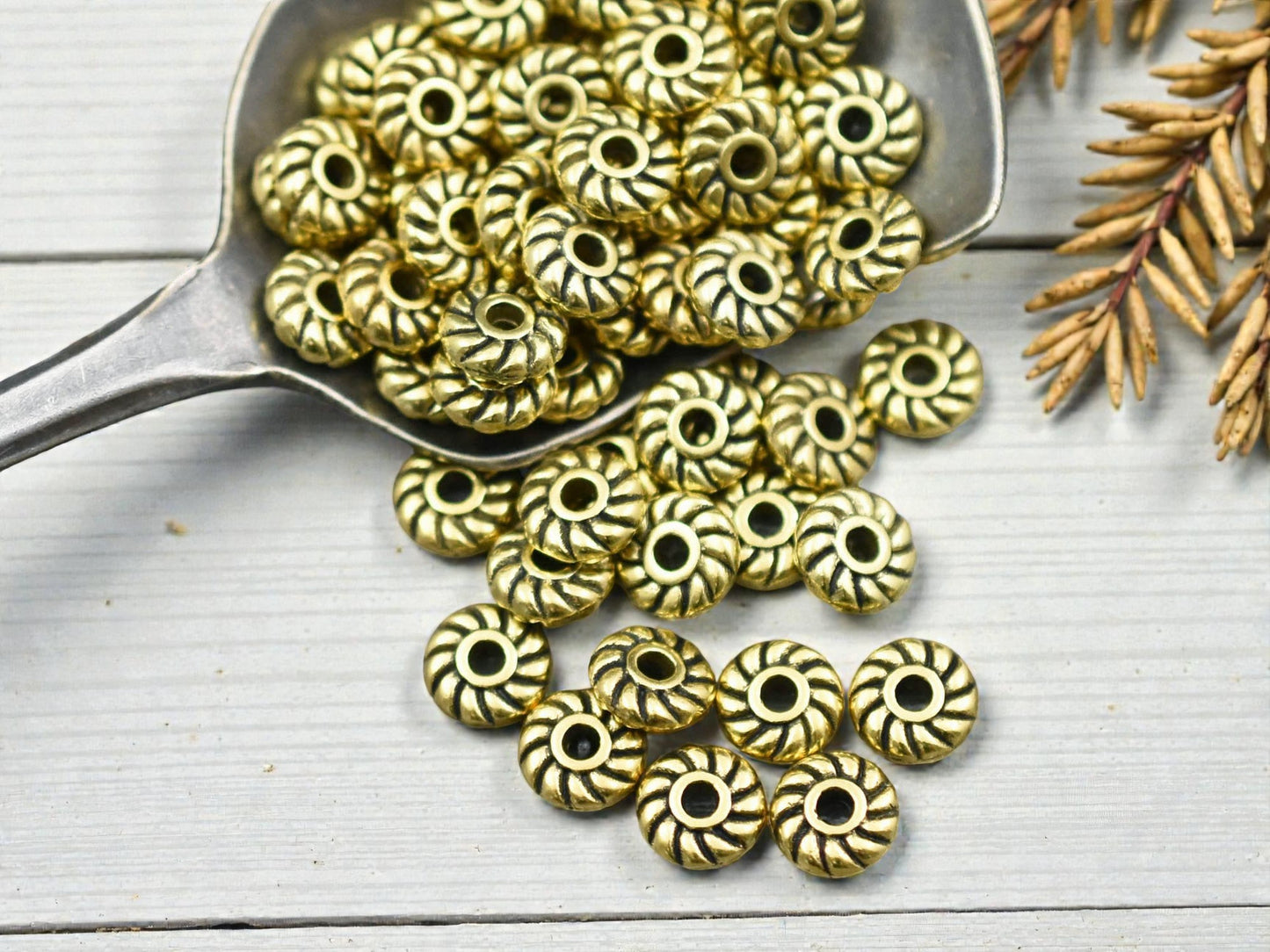 *200* 6mm Antique Gold Rope Heishi Spacer Beads