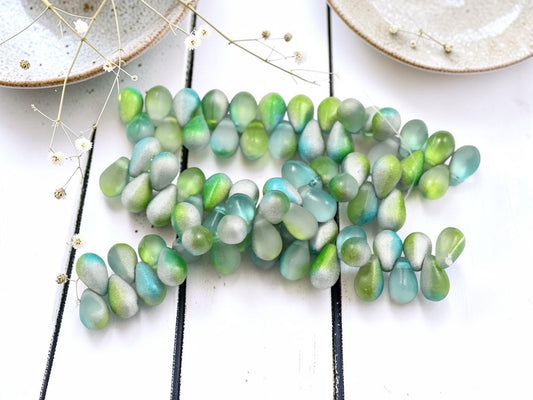 *25* 6x9mm Matte Laguna Celestial Tear Drop Beads