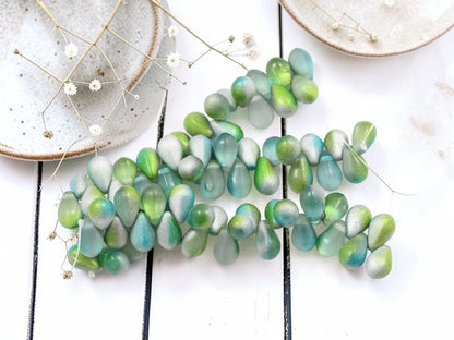 *25* 6x9mm Matte Laguna Celestial Tear Drop Beads
