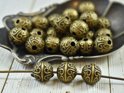 *50* 7mm Antique Bronze Round Spacer Beads
