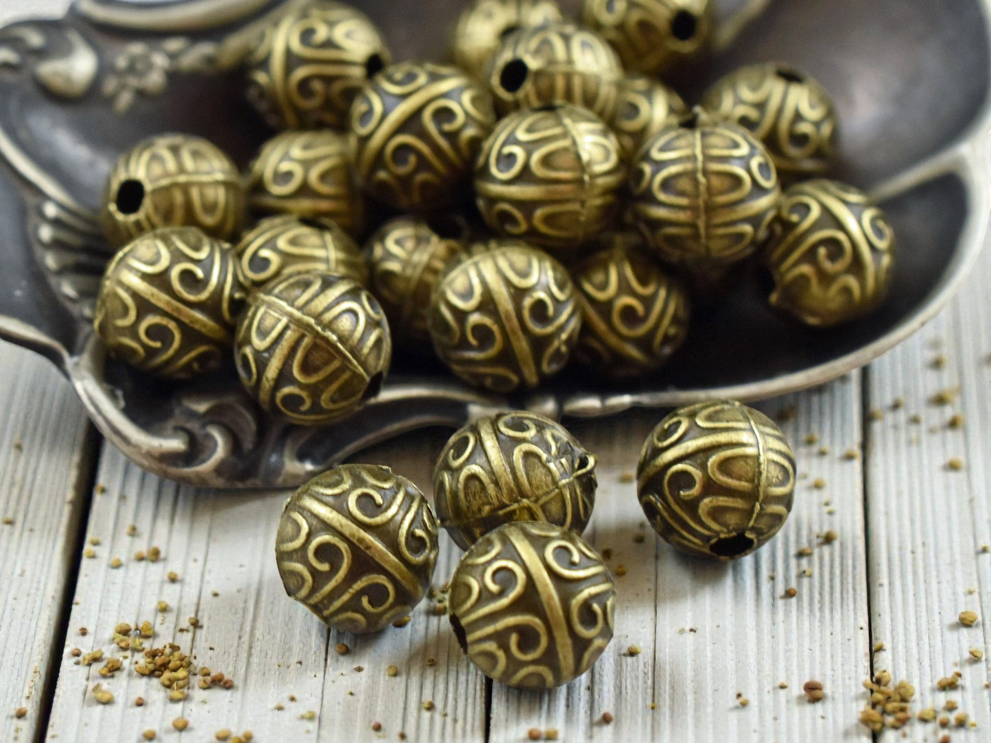 *50* 7mm Antique Bronze Round Spacer Beads
