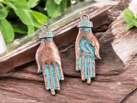 *10* 30x11mm Copper Patina Hand Charms