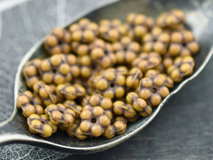 *50* 5mm Brown Washed Opaque Mustard Yellow Forget Me Not Rondelle Daisy Beads