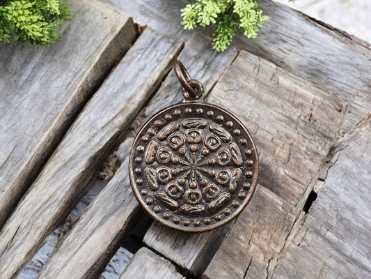 24x27mm Bronze Finished Buddha Wheel Amulet Pendant