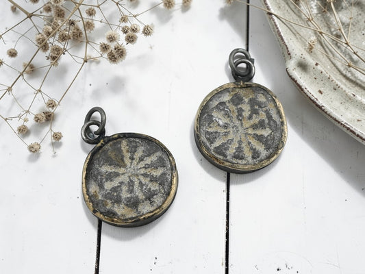 24x30mm Braided Edge Dharma Wheel Amulet