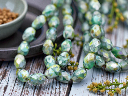*20* 5x7mm Blended Turquoise Picasso Fire Polished Faceted Oval Beads