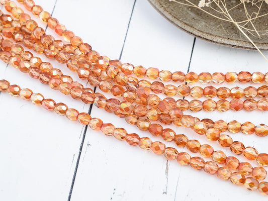 *29* 7mm Burnt Chili Pepper Crystal Fire Polished Round Beads