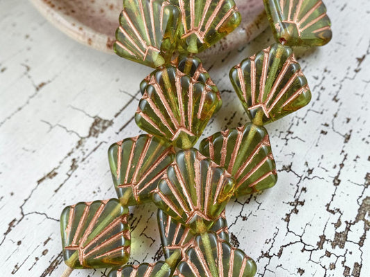 *8* 17mm Copper Washed Olivine Diafan Beads