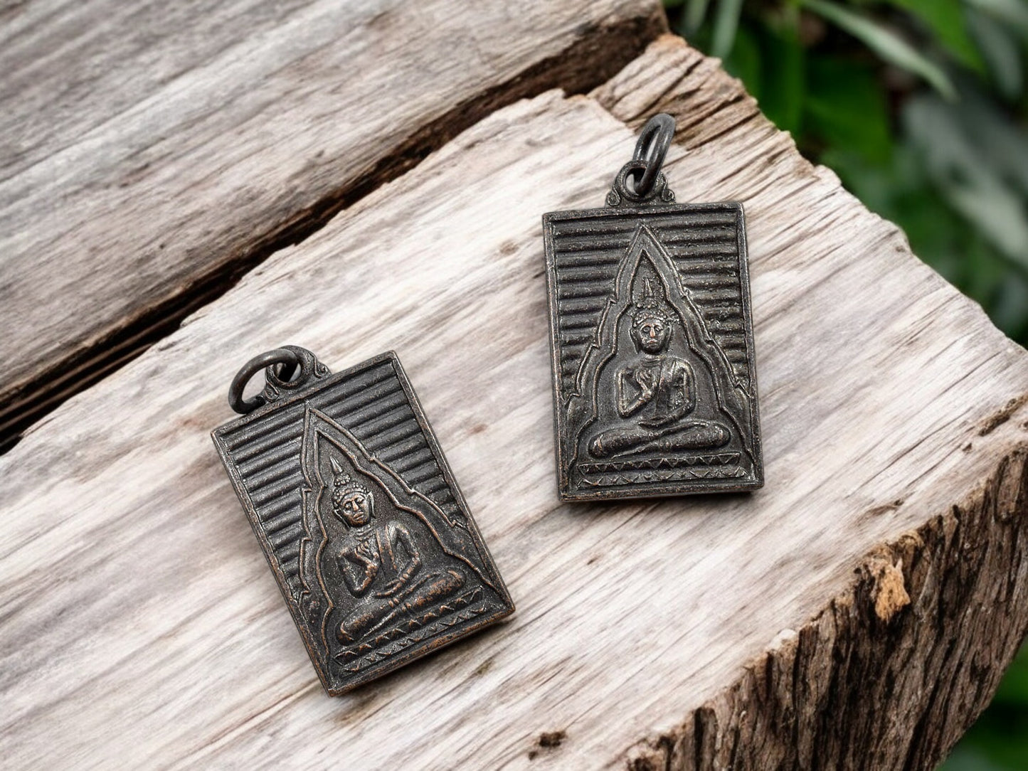 18x34mm Blackened Bronze Buddha Amulet