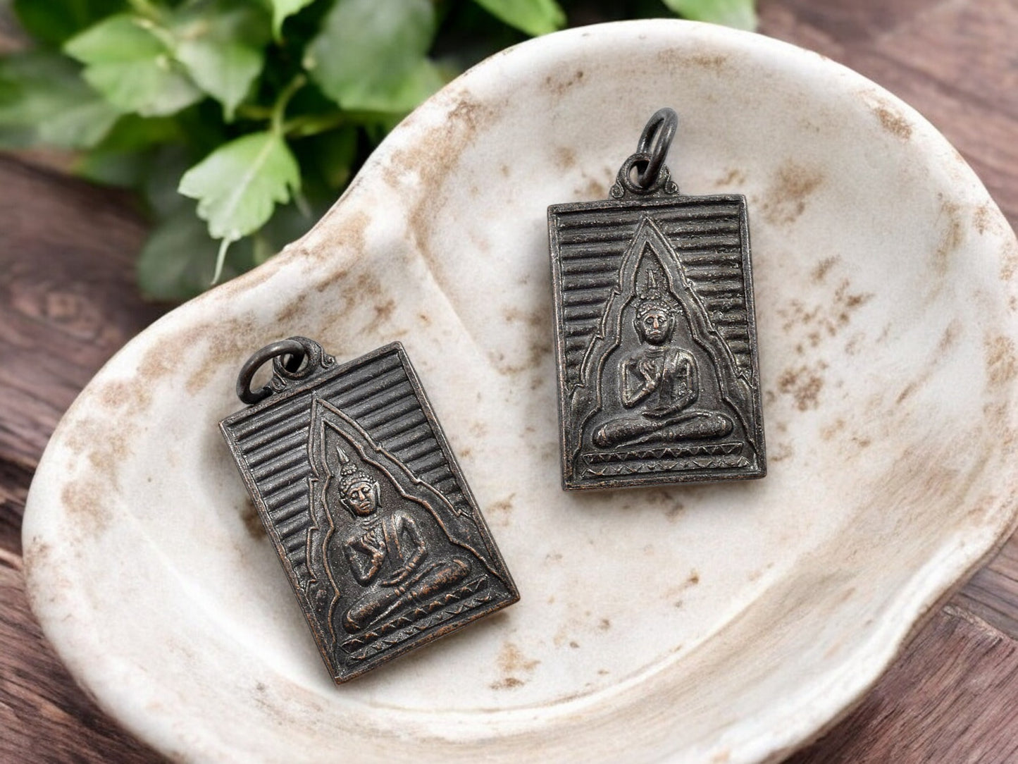 18x34mm Blackened Bronze Buddha Amulet