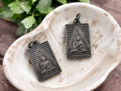 18x34mm Blackened Bronze Buddha Amulet