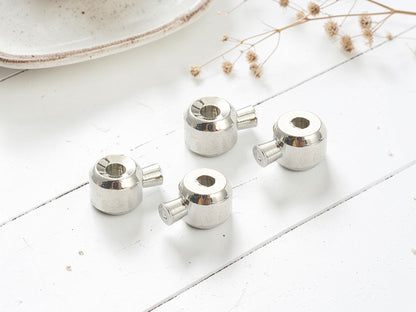 *50* Long Lasting Platinum Plated Brass One Touch Crimp Stopper Beads