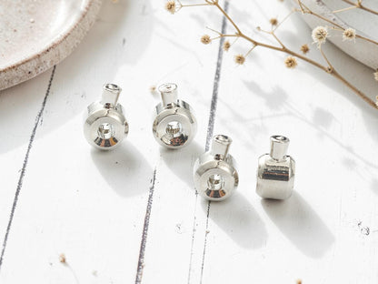 *50* Long Lasting Platinum Plated Brass One Touch Crimp Stopper Beads