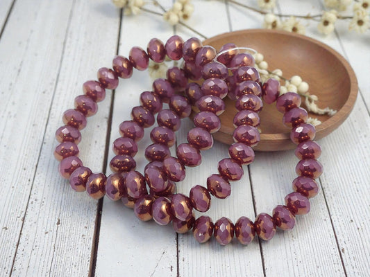 *25* 5x7mm Pink Opaline Fire Polished Rondelle Beads