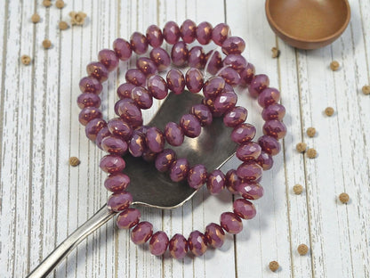 *25* 5x7mm Pink Opaline Fire Polished Rondelle Beads