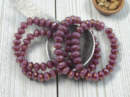*25* 5x7mm Pink Opaline Fire Polished Rondelle Beads