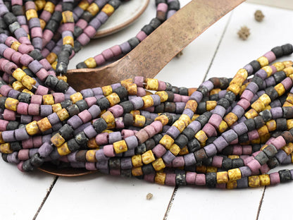 6/0 Aged Matte Lavender Picasso Bugle Seed Bead Mix (21" Strand)