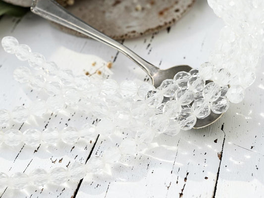 *24* 8mm Crystal Clear Fire Polished Round Beads