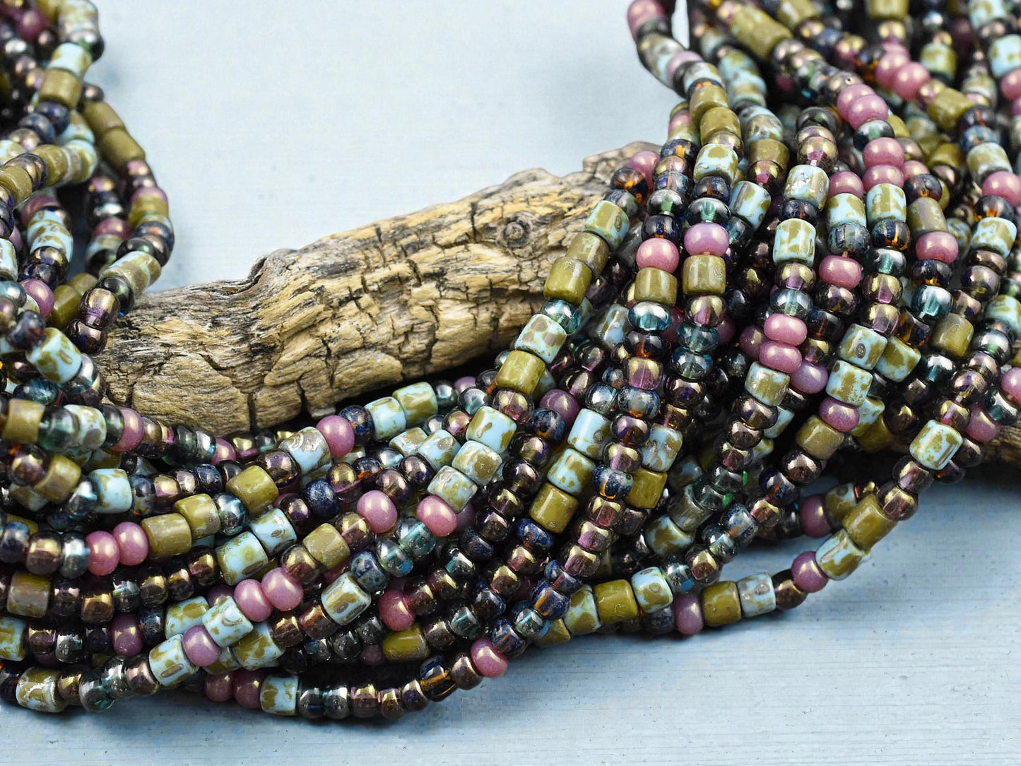 6/0 Aged Frivol Picasso Tube Mix Seed Beads (20" Strand)