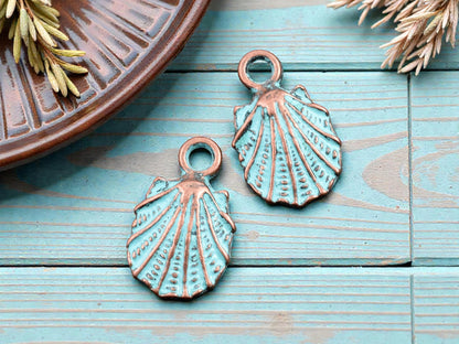 *10* 18x11mm Copper Patina Beach Shell Drop Charms