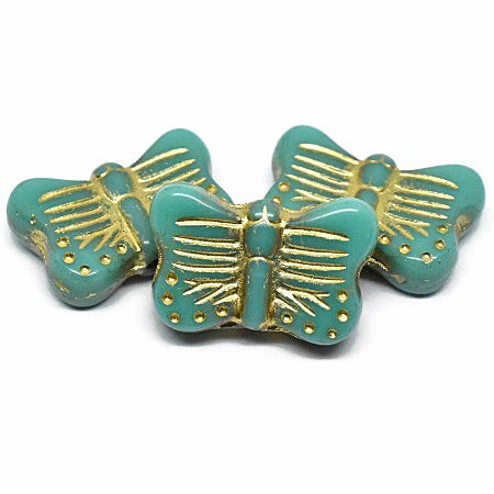 *10* 16x11mm Gold Washed Turquoise Butterfly Beads
