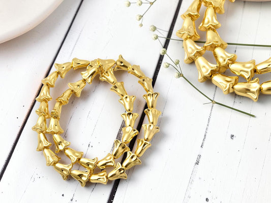 *20* 10x12mm Electroplated Gold Tulip Beads