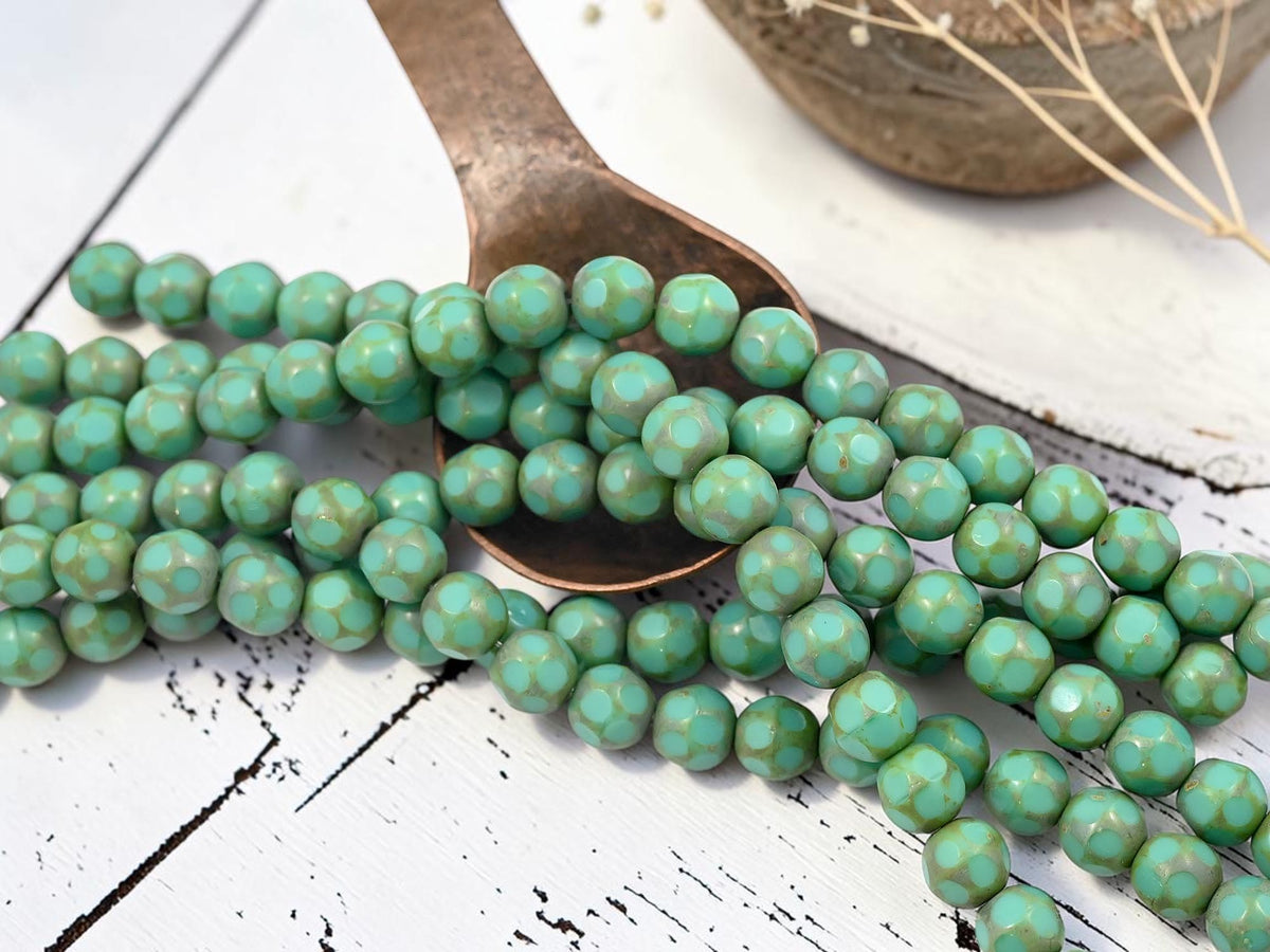 *19* 8mm Turquoise Picasso Table Cut Round Beads