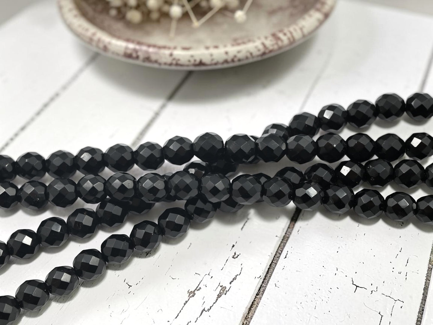 *21* 10mm Jet Black Fire Polished Round Beads