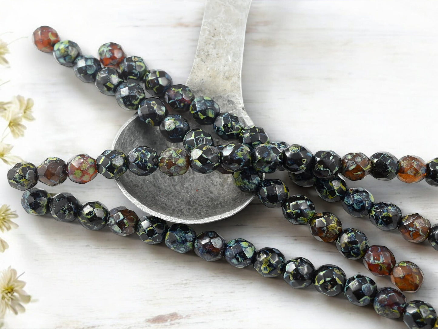 *16* 8mm Root Beer Topaz Travertine Fire Polished Round Beads