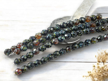 *16* 8mm Root Beer Topaz Travertine Fire Polished Round Beads