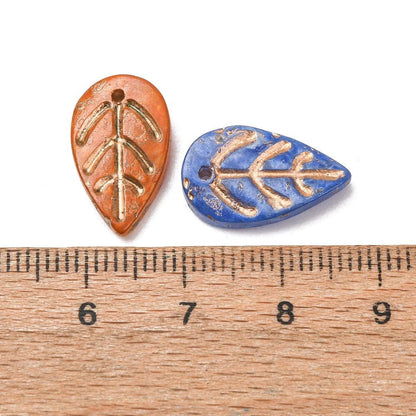*10* 18x11mm Mixed Picasso Top Hole Leaf Beads