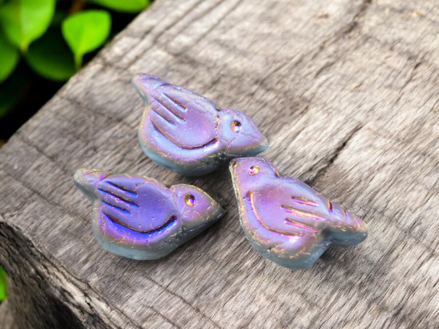 *6* 11x22mm Matte Turquoise Marea Bird Beads