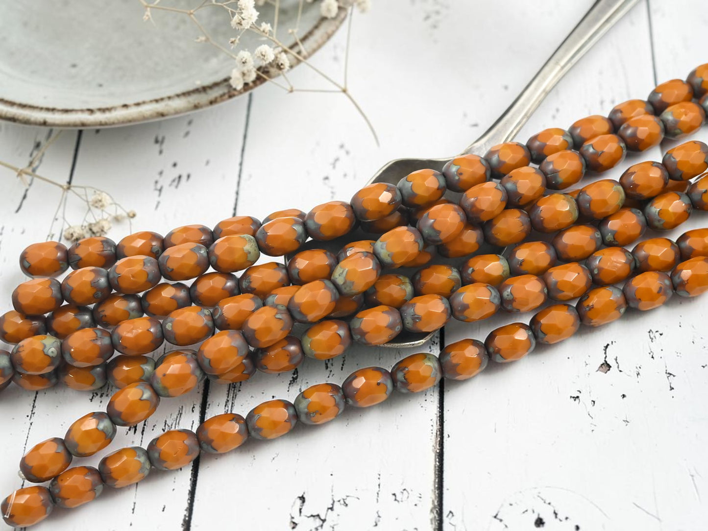 *19* 6x8mm Goldenrod Picasso Fire Polished Oval Beads