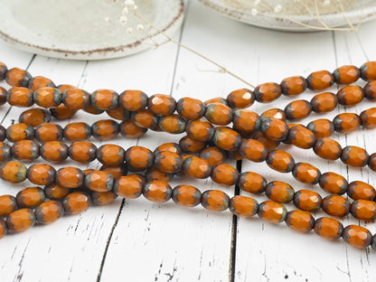 *19* 6x8mm Goldenrod Picasso Fire Polished Oval Beads