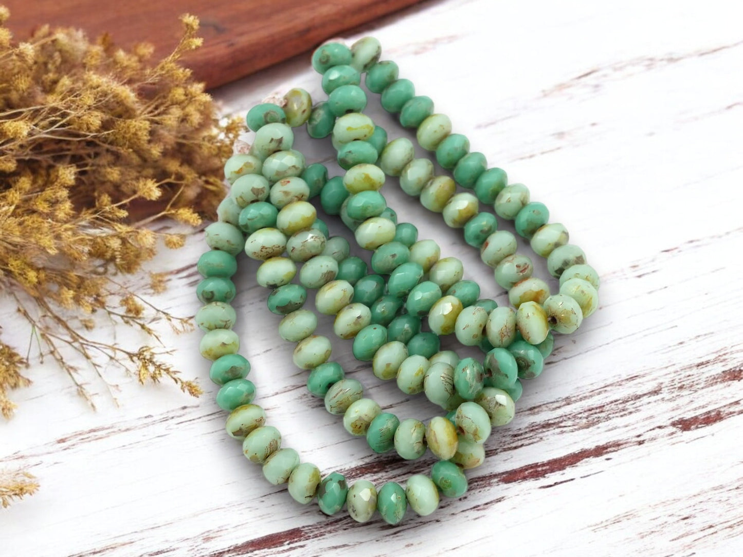 *30* 3x5mm Mixed Turquoise Picasso Fire Polished Rondelle Beads