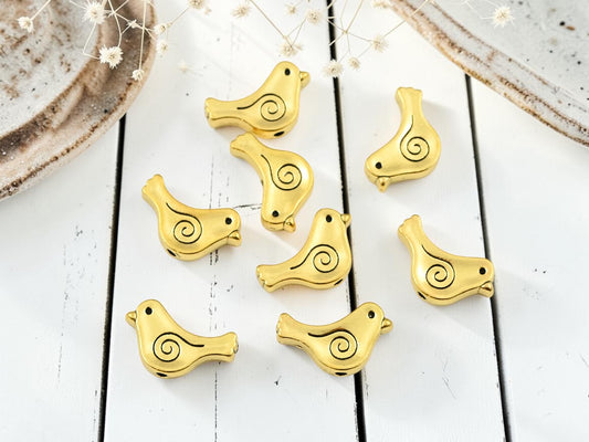 *50* 9x15mm Antique Gold Bird Beads