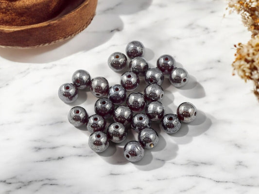 *50* 6mm Dark Garnet Luster Round Druk Beads