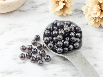 *50* 6mm Dark Garnet Luster Round Druk Beads