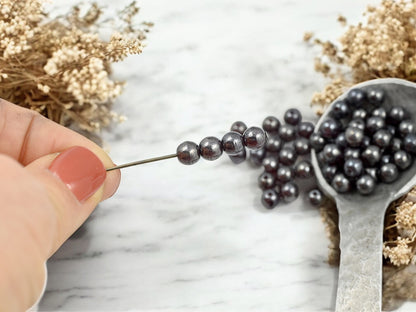 *50* 6mm Dark Garnet Luster Round Druk Beads