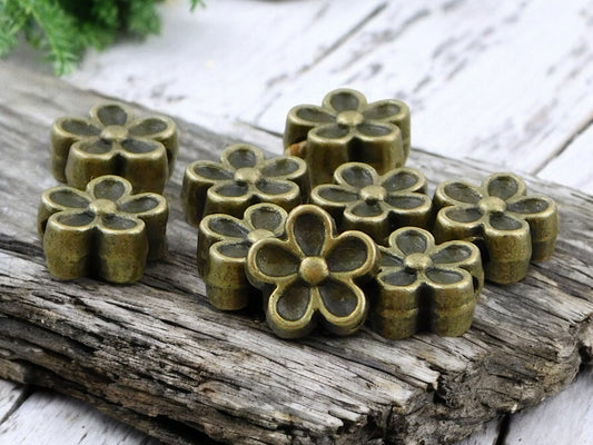 *100* 7mm Antique Bronze Hawaiian Flower Beads