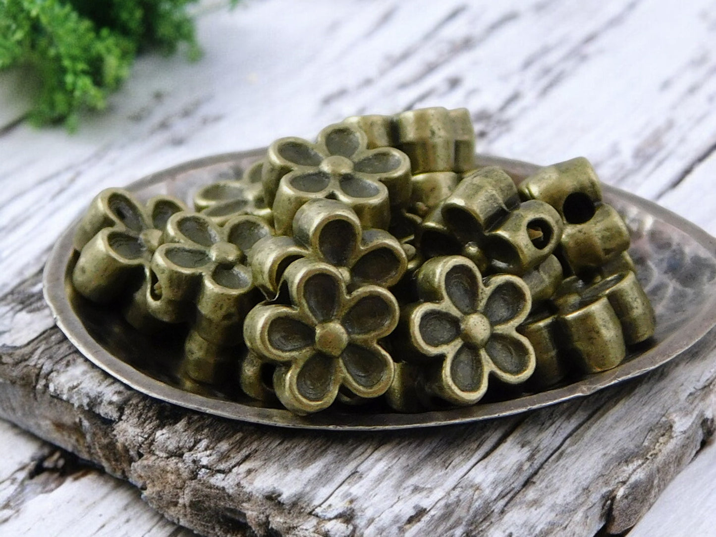 *100* 7mm Antique Bronze Hawaiian Flower Beads