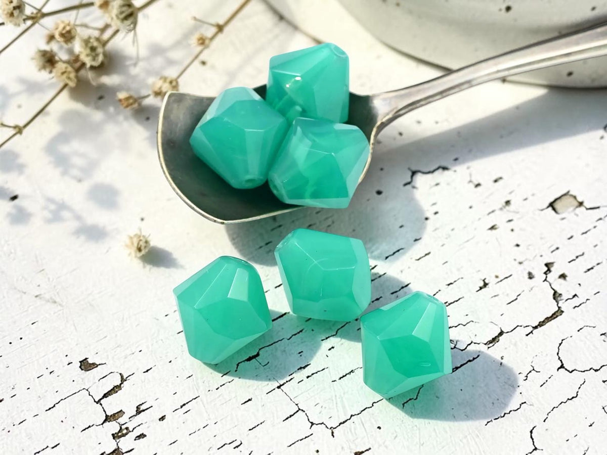 *6* 17x15mm Jade Green Opaline Faceted Bicone Beads