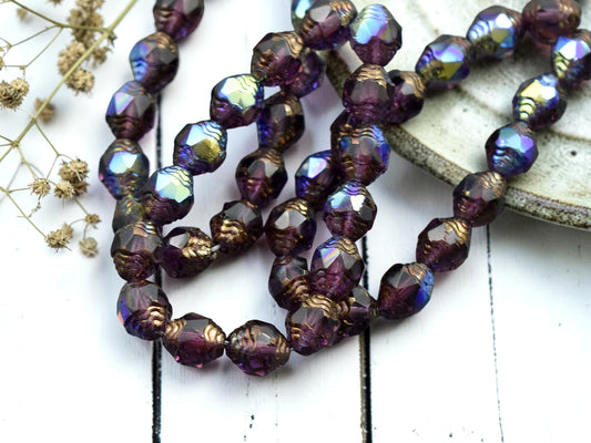 *15* 6x8mm Bronze Washed Amethyst AB Oval Cathedral Beads