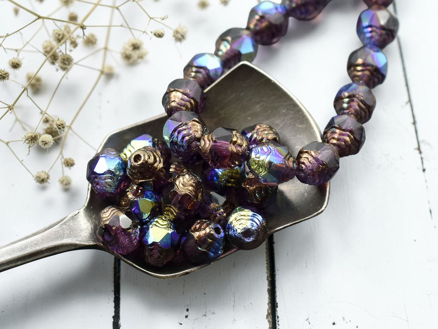 *15* 6x8mm Bronze Washed Amethyst AB Oval Cathedral Beads