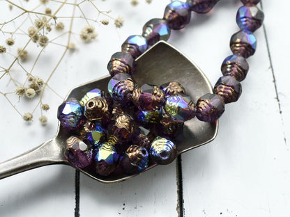 *15* 6x8mm Bronze Washed Amethyst AB Oval Cathedral Beads