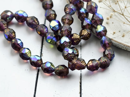 *15* 6x8mm Bronze Washed Amethyst AB Oval Cathedral Beads